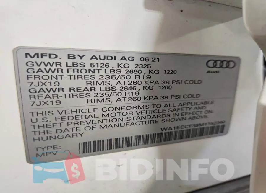 WA1EECF38M1152340 Photo# 12