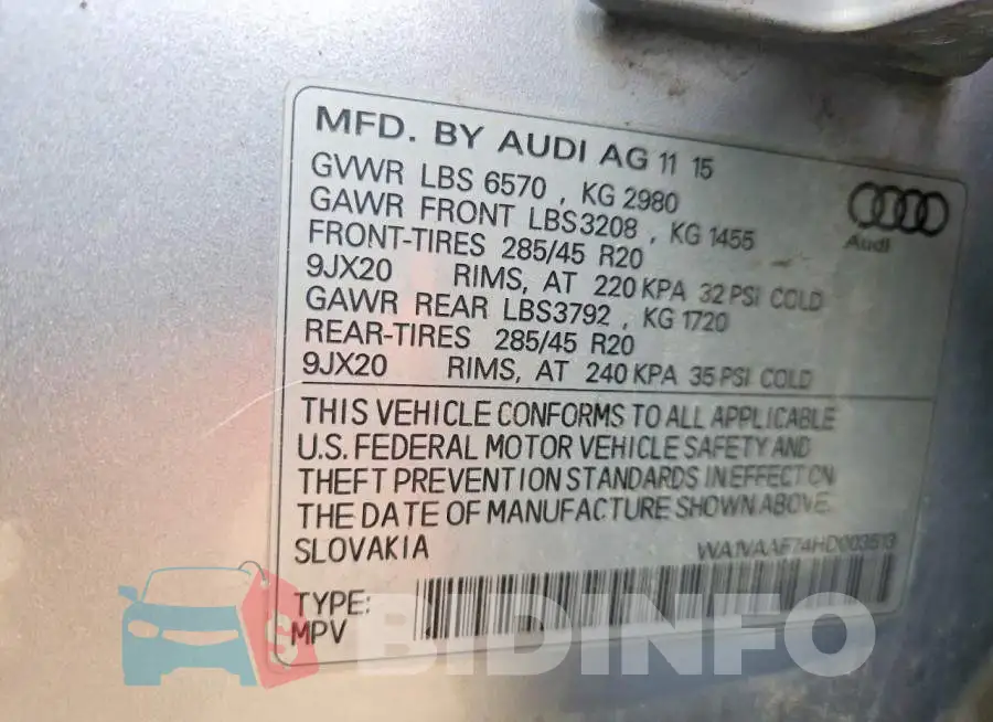 WA1VAAF74HD003513 Photo# 13