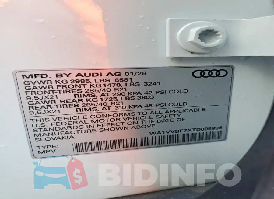 WA1VVBF7XTD009996 Photo# 13