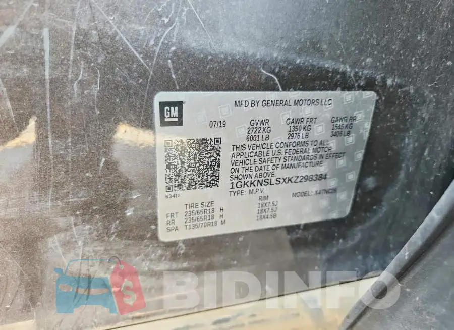 1GKKNSLSXKZ298384 Photo# 12
