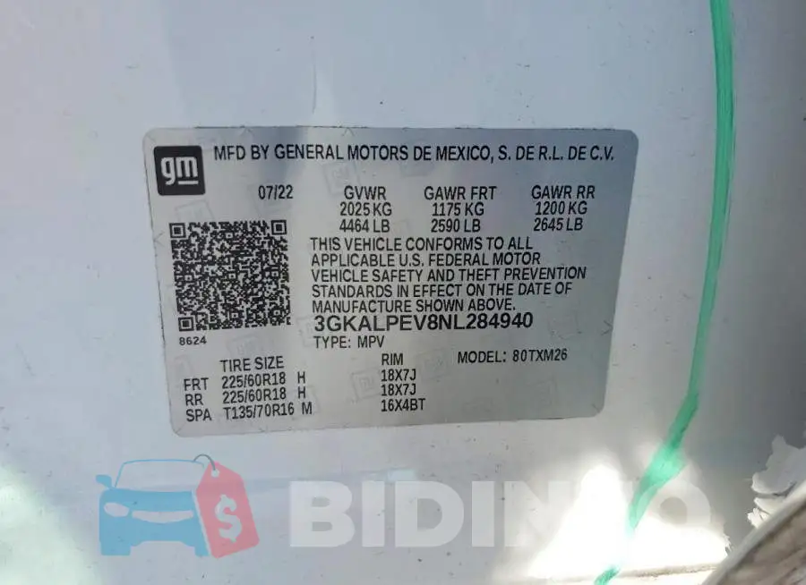 3GKALPEV8NL284940 Photo# 13