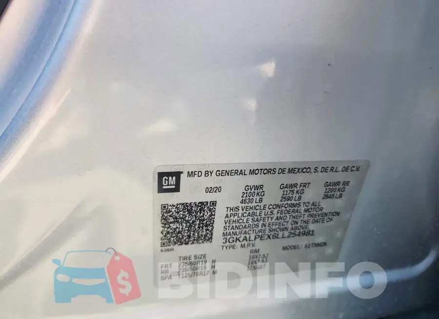 3GKALPEX6LL254981 Photo# 13