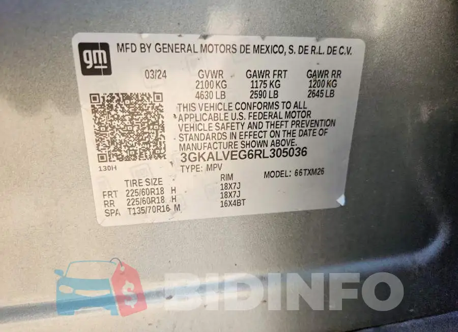 3GKALVEG6RL305036 Photo# 12