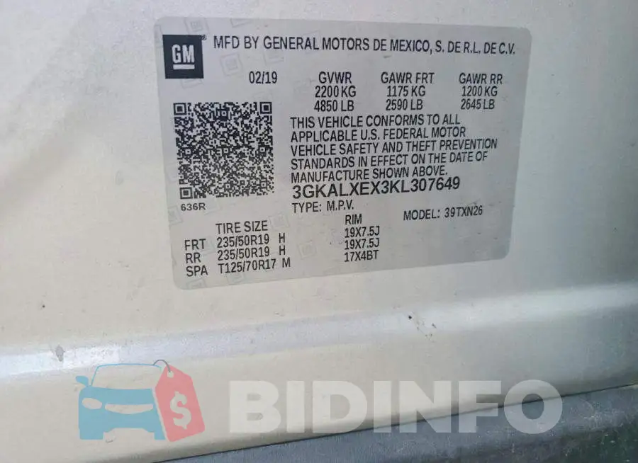 3GKALXEX3KL307649 Photo# 13