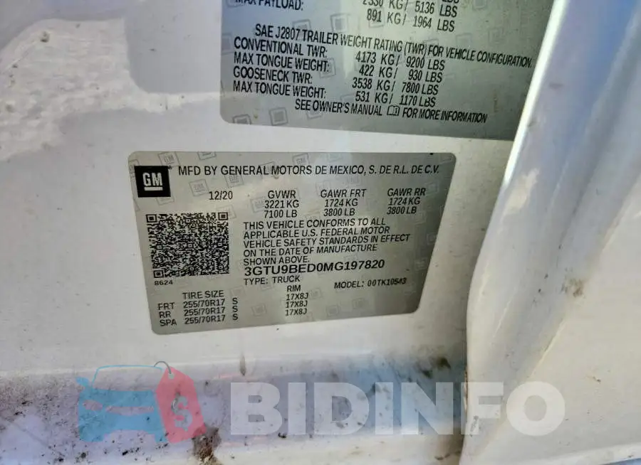 3GTU9BED0MG197820 Photo# 13