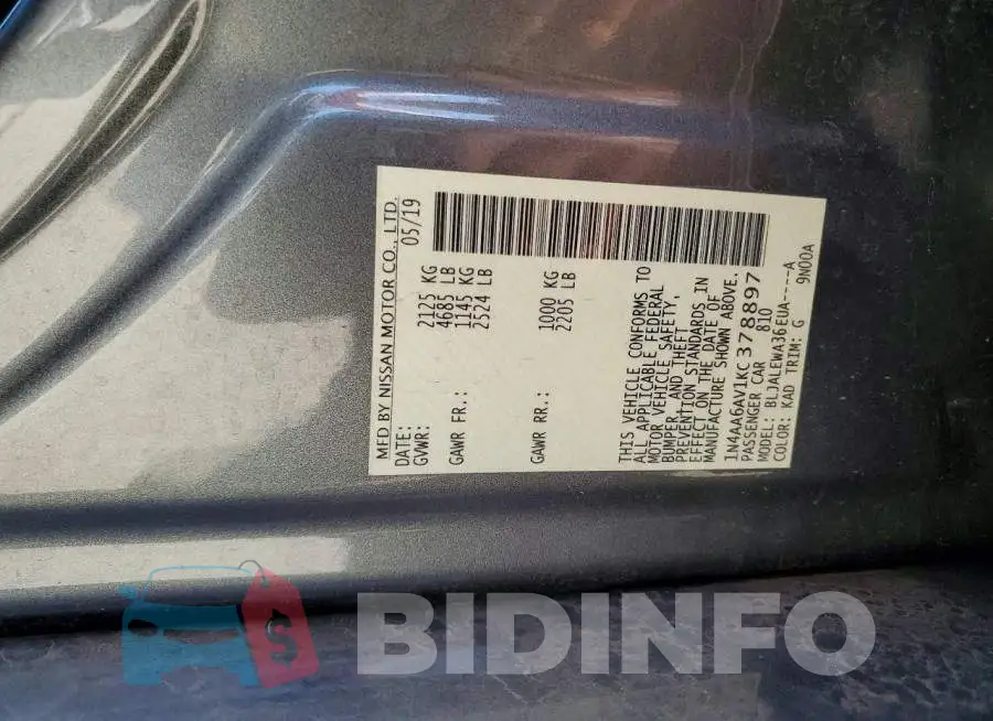 1N4AA6AV1KC378897 Photo# 12