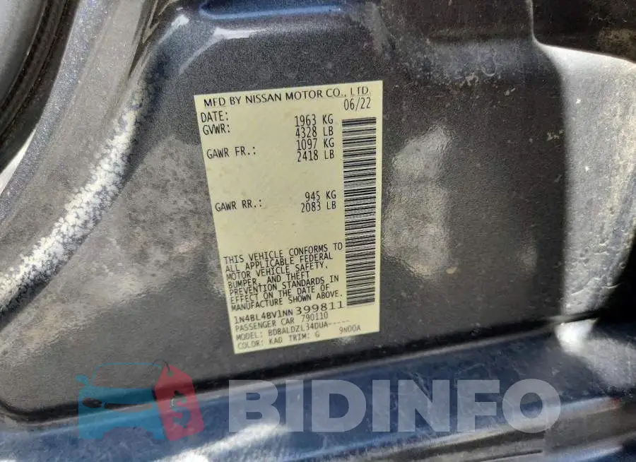 1N4BL4BV1NN399811 Photo# 12