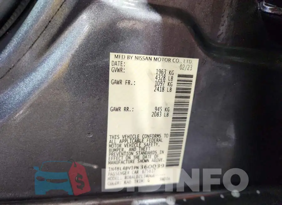 1N4BL4BV1PN360039 Photo# 12