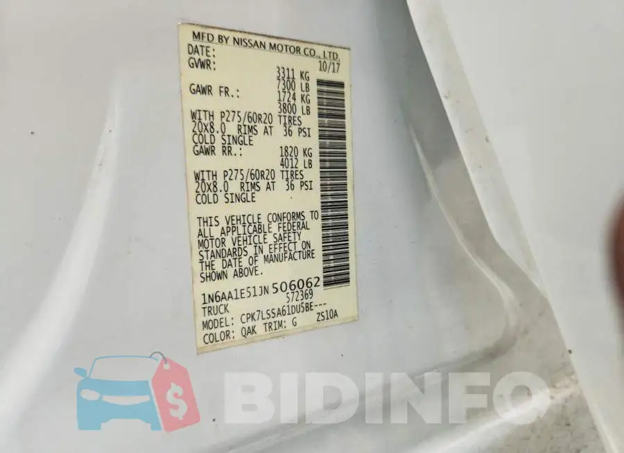 1N6AA1E51JN506062 Photo# 13