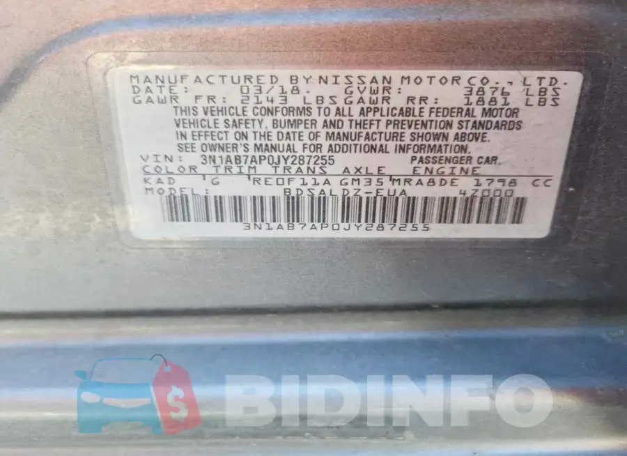 3N1AB7AP0JY287255 Photo# 12