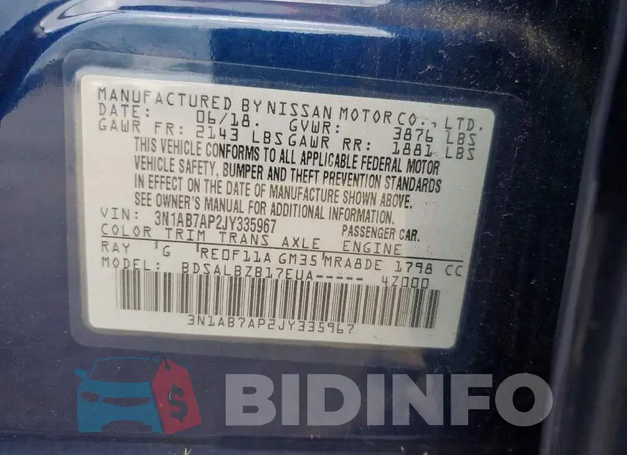 3N1AB7AP2JY335967 Photo# 12