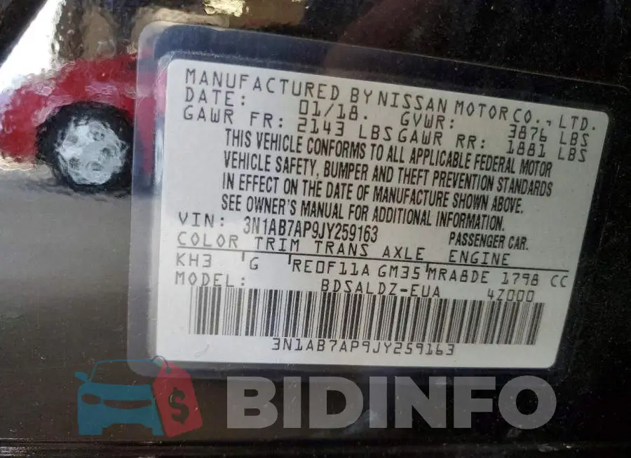3N1AB7AP9JY259163 Photo# 12