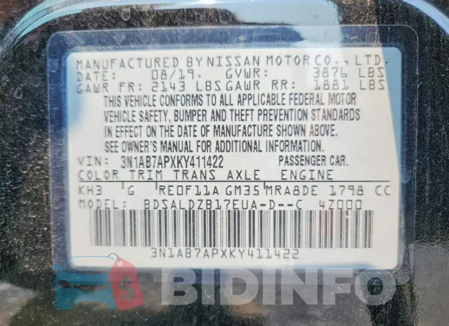 3N1AB7APXKY411422 Photo# 13