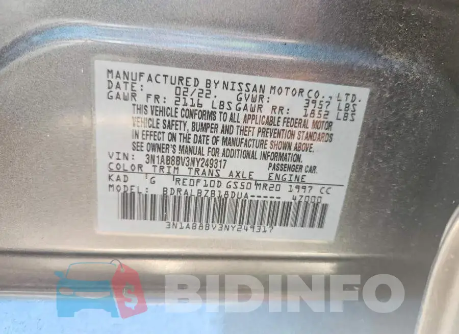 3N1AB8BV3NY249317 Photo# 12
