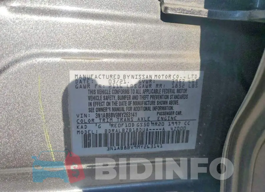 3N1AB8BV9MY263141 Photo# 12