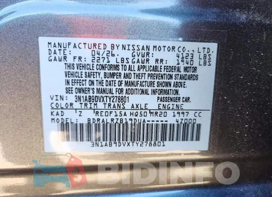 3N1AB9DVXTY278801 Photo# 12