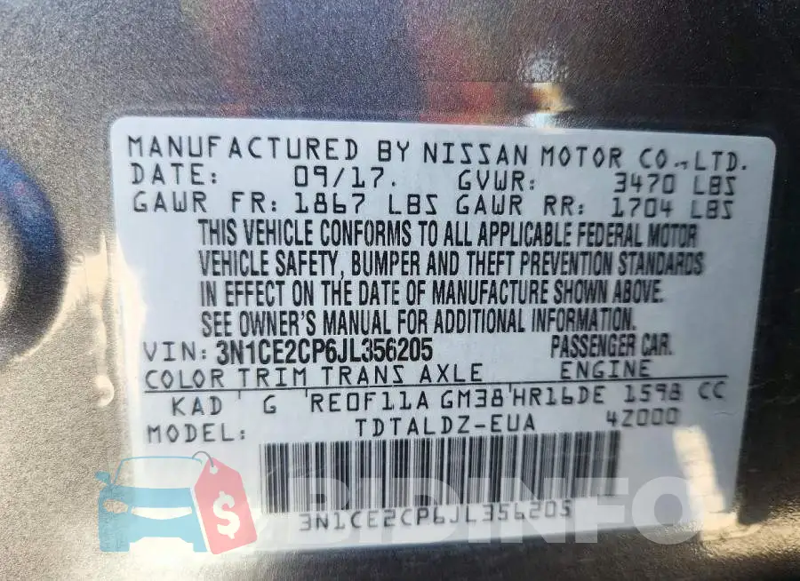3N1CE2CP6JL356205 Photo# 12