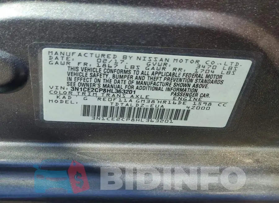 3N1CE2CP8HL363201 Photo# 13