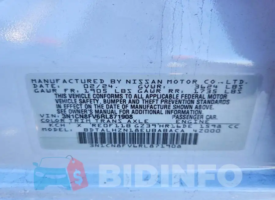 3N1CN8FV6RL871908 Photo# 13