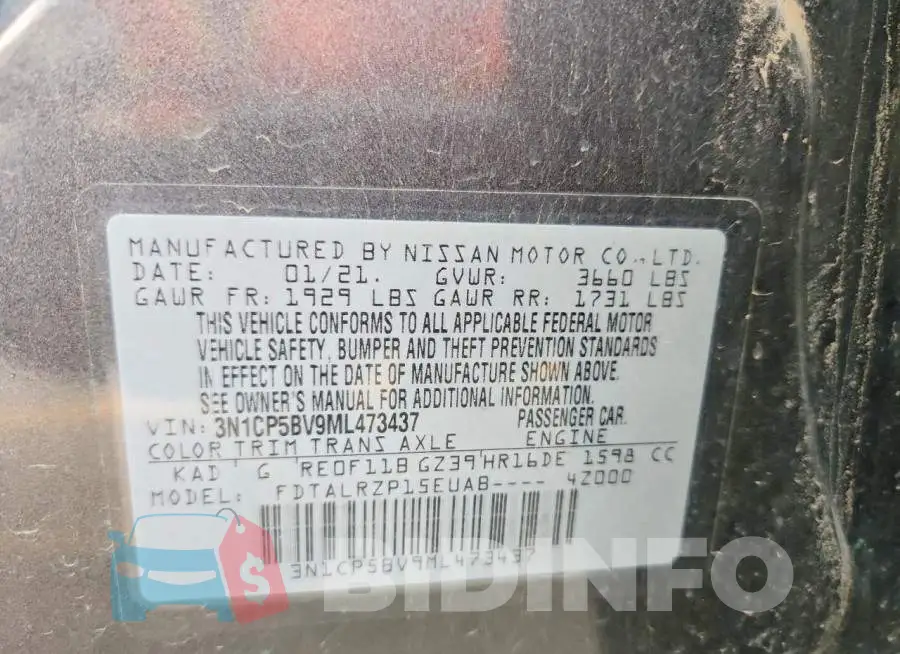 3N1CP5BV9ML473437 Photo# 12