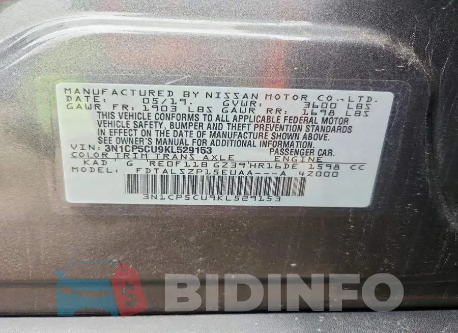 3N1CP5CU9KL529153 Photo# 12