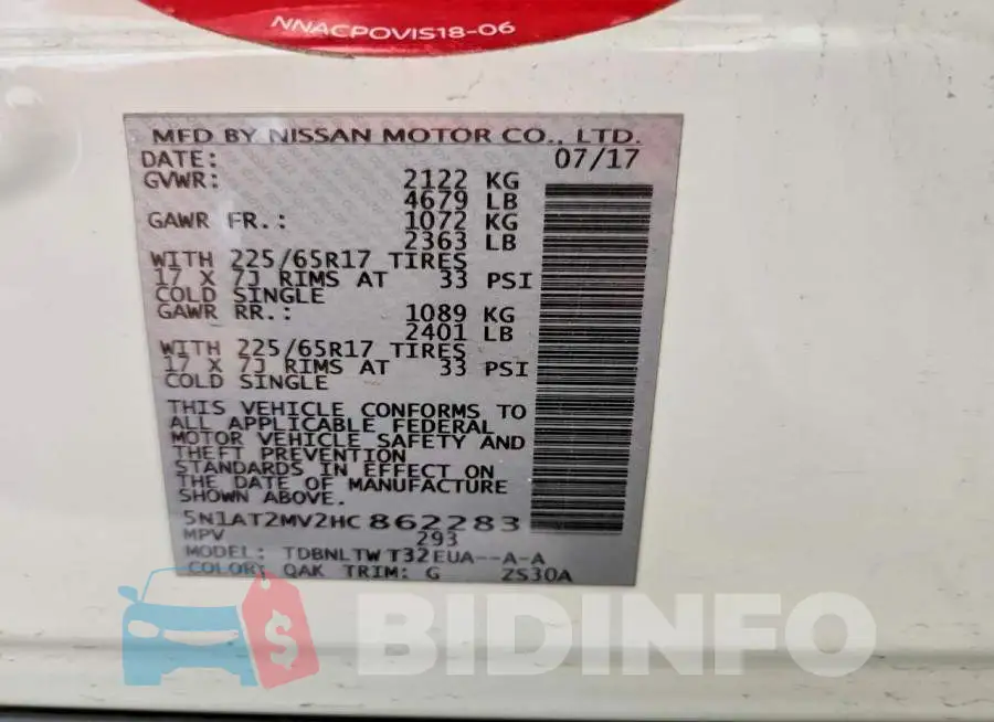 5N1AT2MV2HC862283 Photo# 13