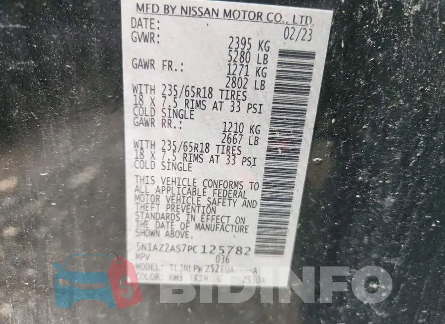 5N1AZ2AS7PC125782 Photo# 12