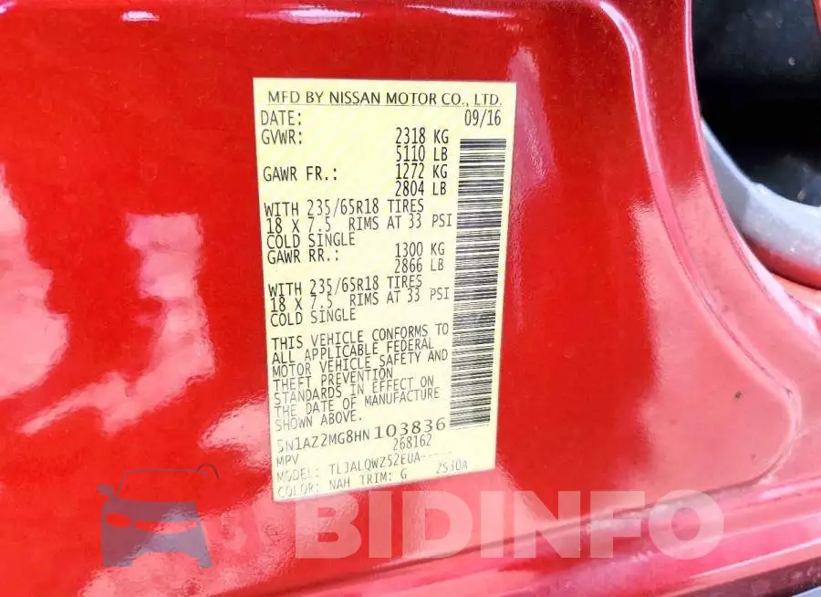 5N1AZ2MG8HN103836 Photo# 12