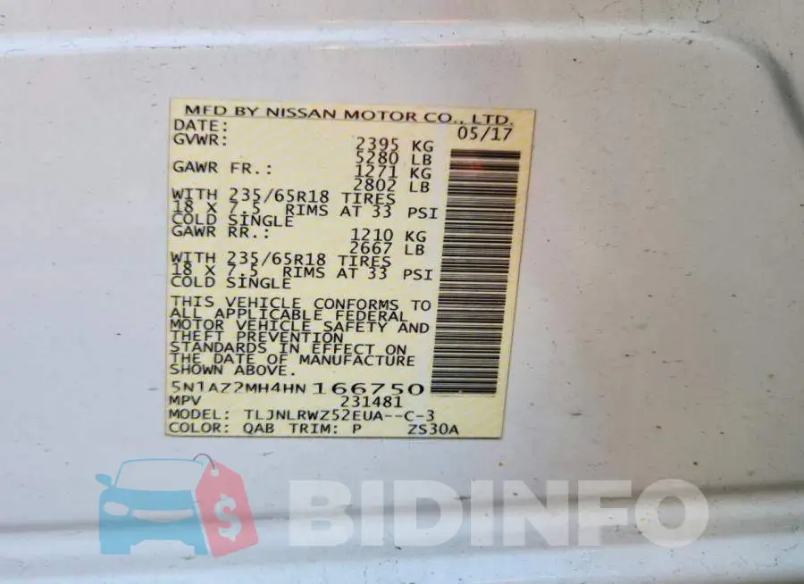 5N1AZ2MH4HN166750 Photo# 13