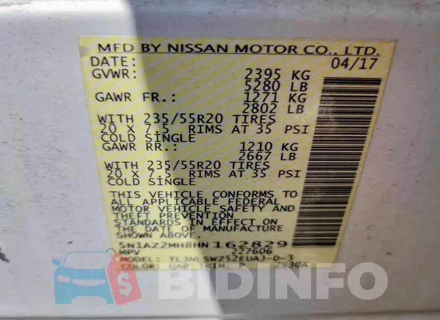 5N1AZ2MH8HN162829 Photo# 14