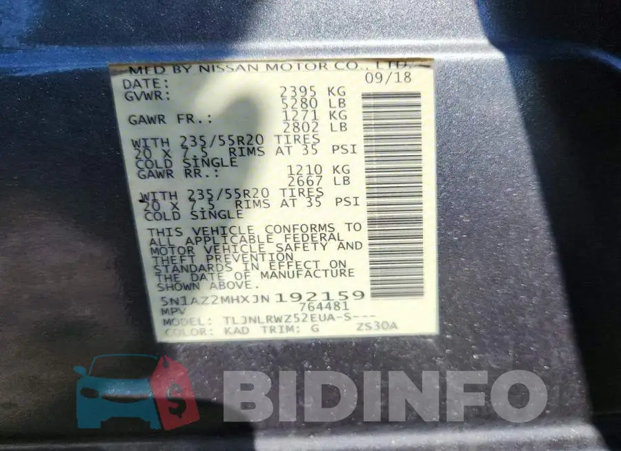5N1AZ2MHXJN192159 Photo# 13