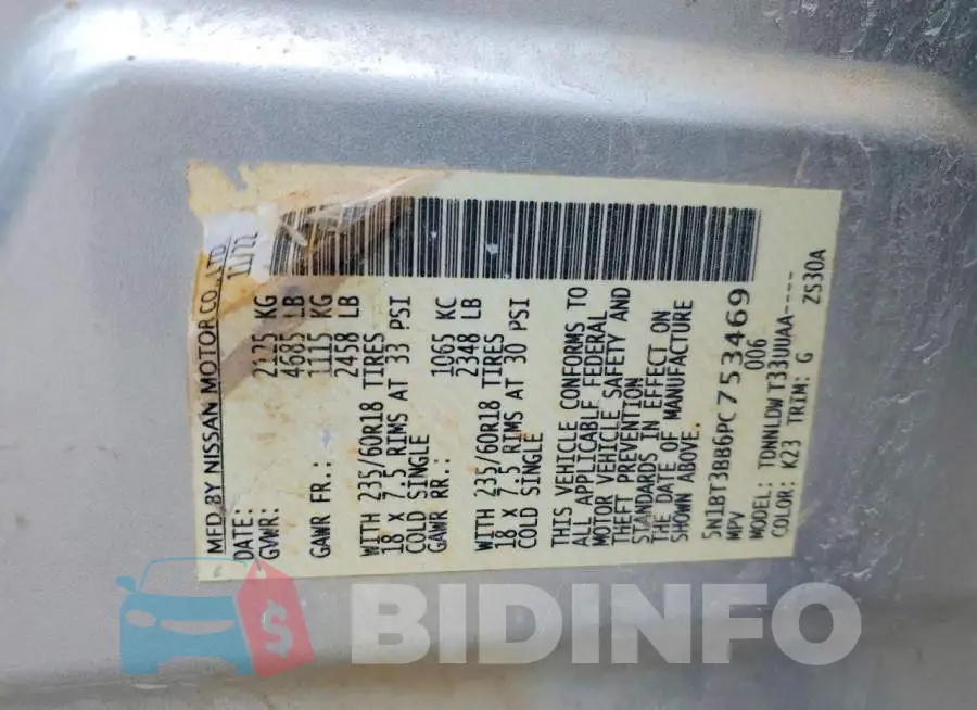 5N1BT3BB6PC753469 Photo# 13