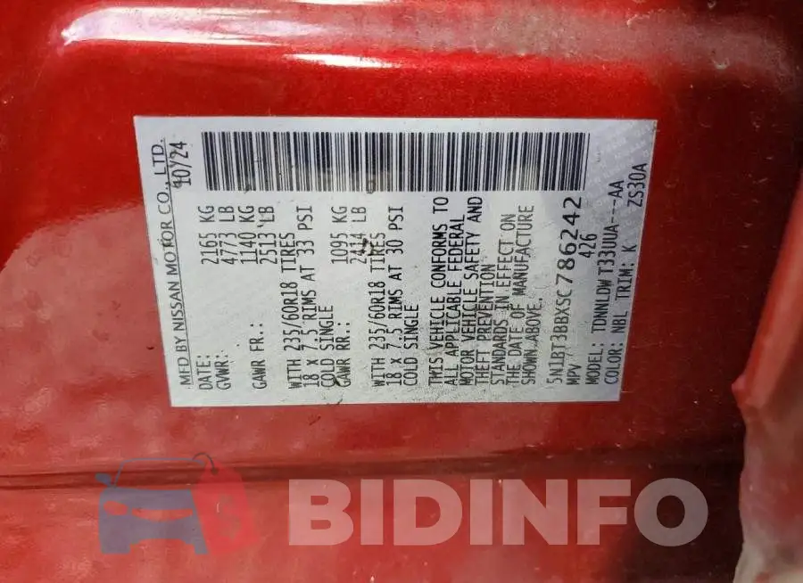 5N1BT3BBXSC786242 Photo# 13