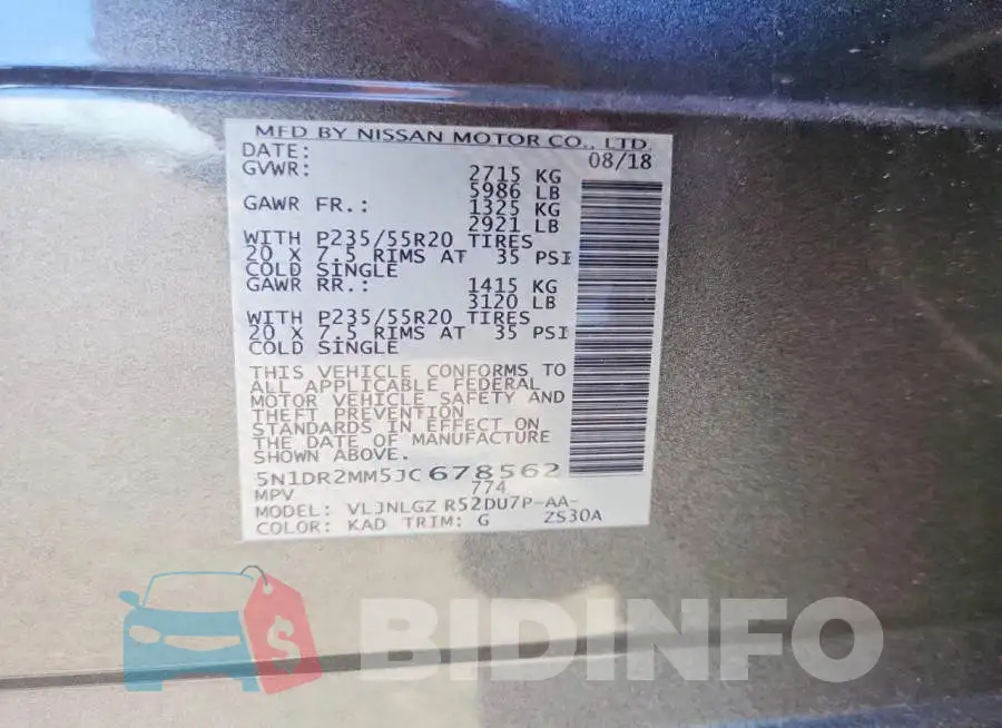 5N1DR2MM5JC678562 Photo# 13