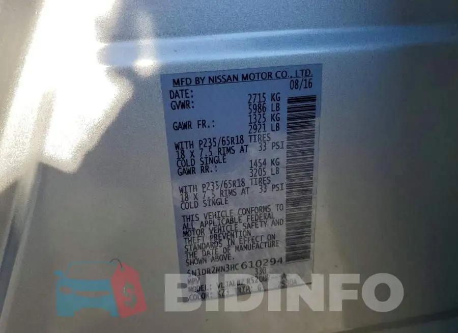 5N1DR2MN3HC610294 Photo# 14