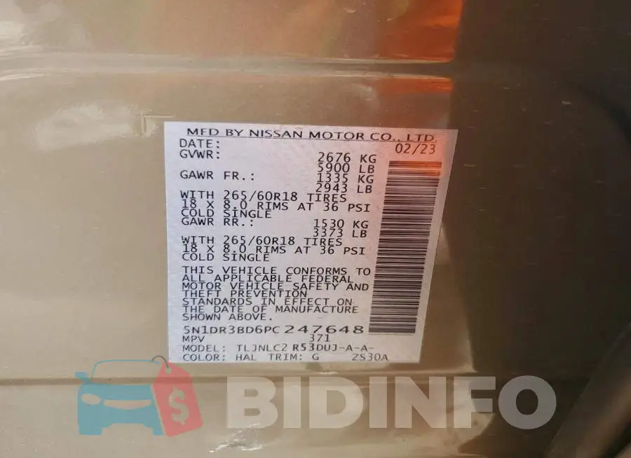 5N1DR3BD6PC247648 Photo# 13
