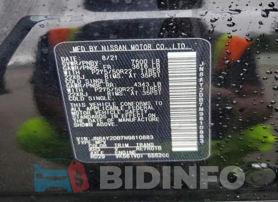JN8AY2DB7N9810883 Photo# 13