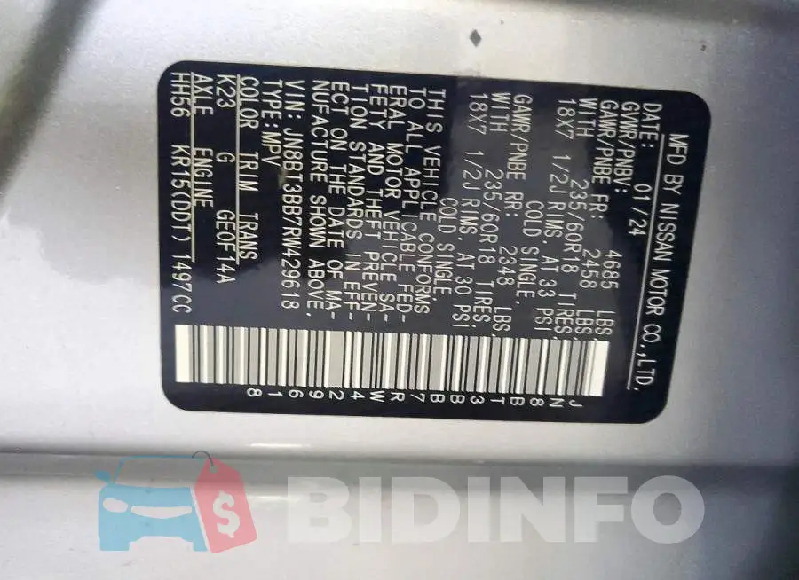 JN8BT3BB7RW429618 Photo# 13