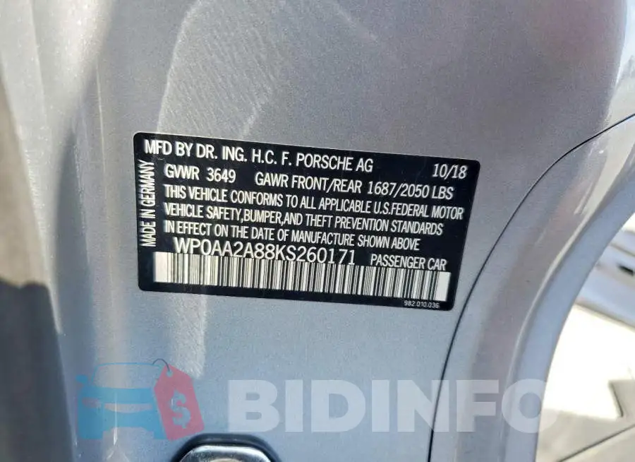 WP0AA2A88KS260171 Photo# 12