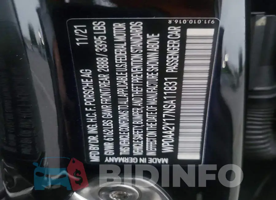 WP0AA2Y17NSA11831 Photo# 13