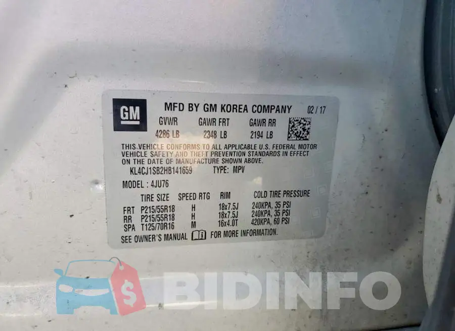 KL4CJ1SB2HB141659 Photo# 14