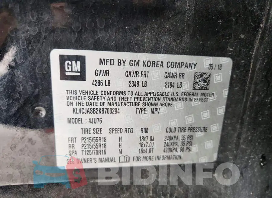 KL4CJASB2KB700294 Photo# 13