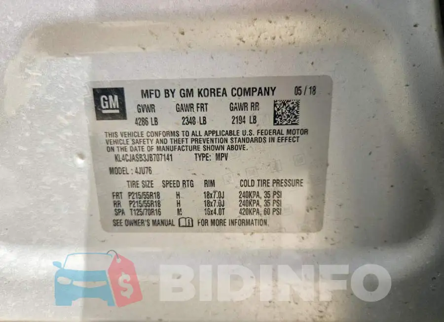 KL4CJASB3JB707141 Photo# 14