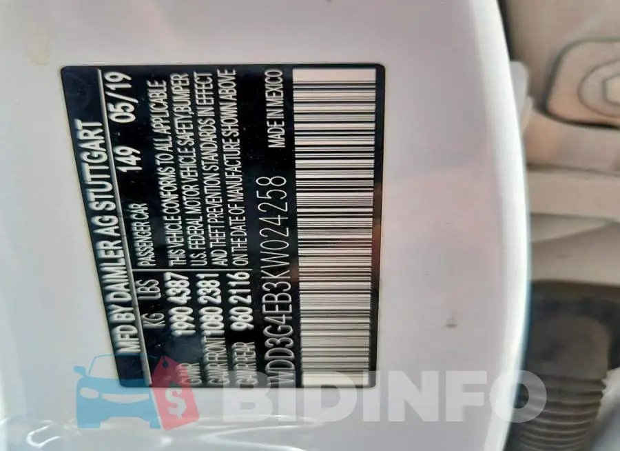WDD3G4EB3KW024258 Photo# 12