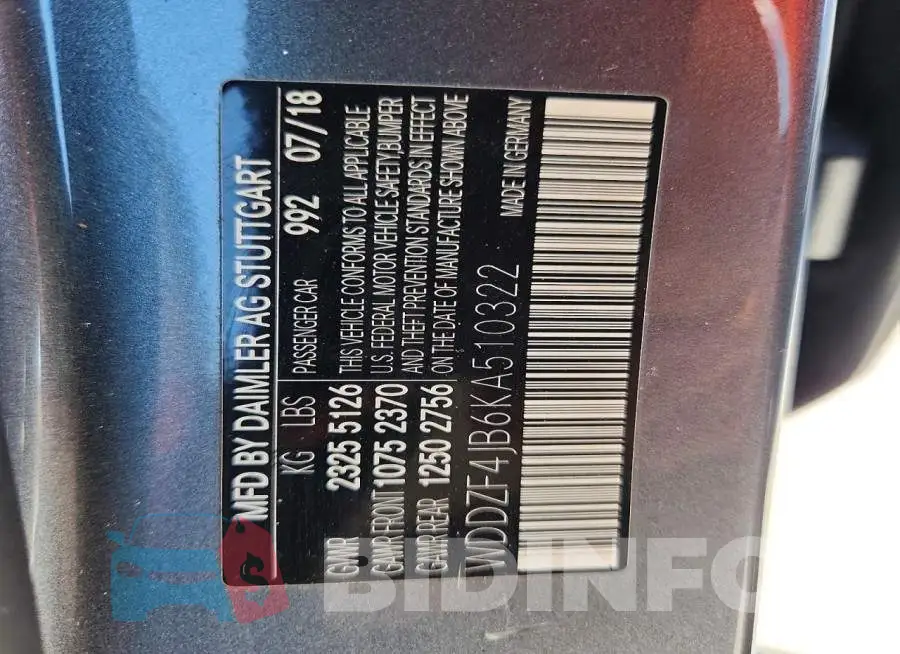 WDDZF4JB6KA510322 Photo# 13