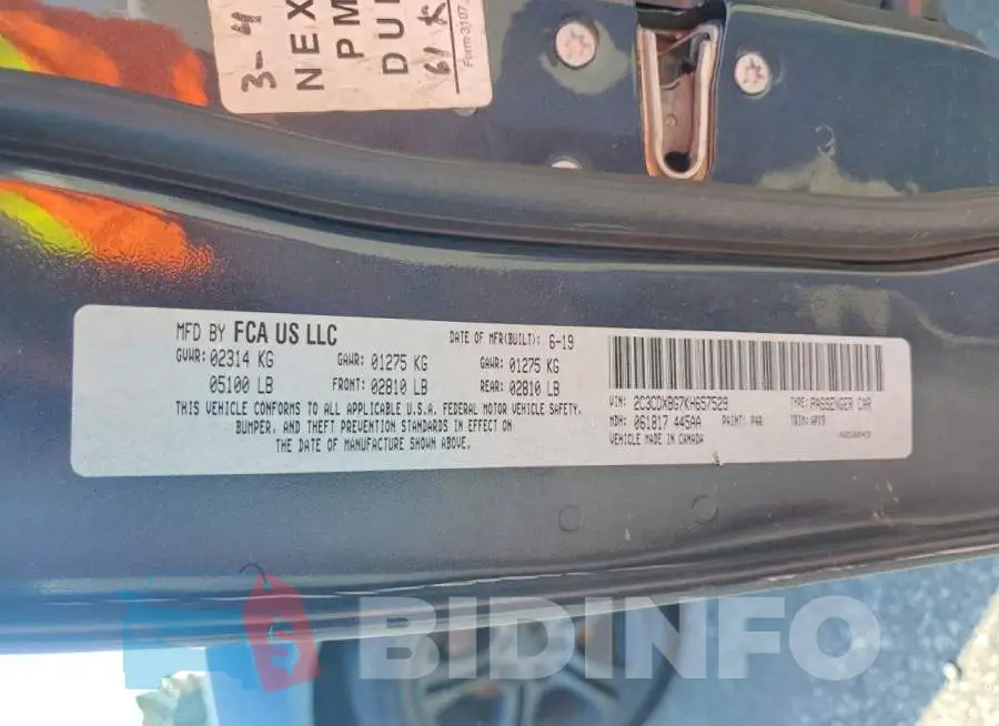 2C3CDXBG7KH657529 Photo# 12