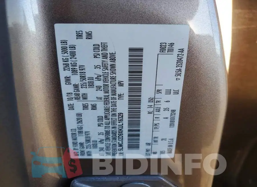 5LMCJ2D9XKUL16329 Photo# 13