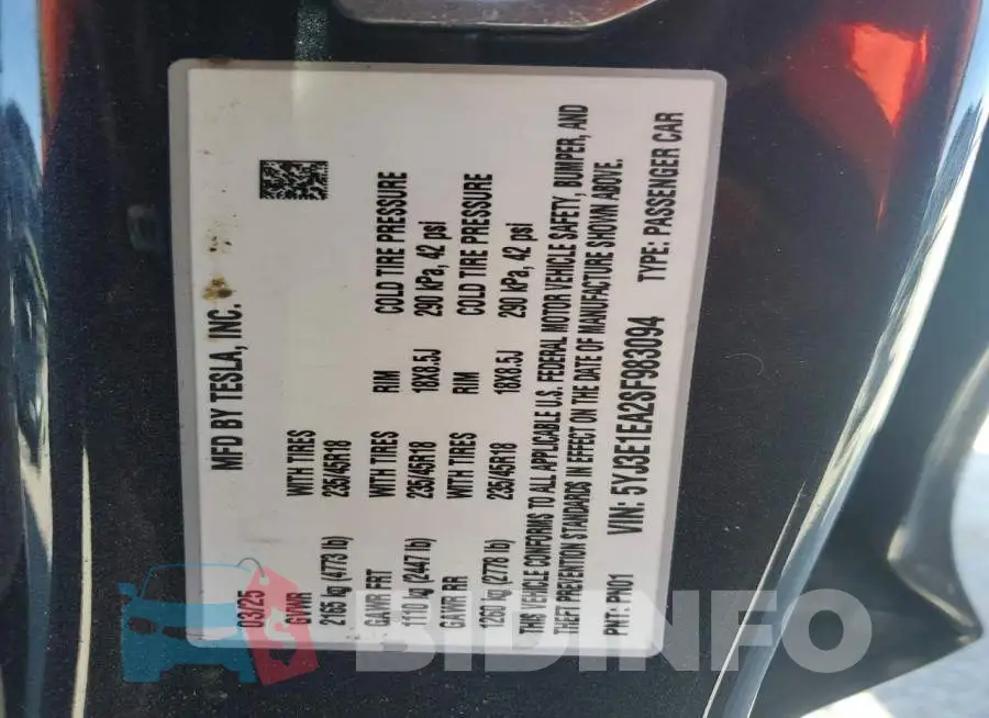 5YJ3E1EA2SF983094 Photo# 12