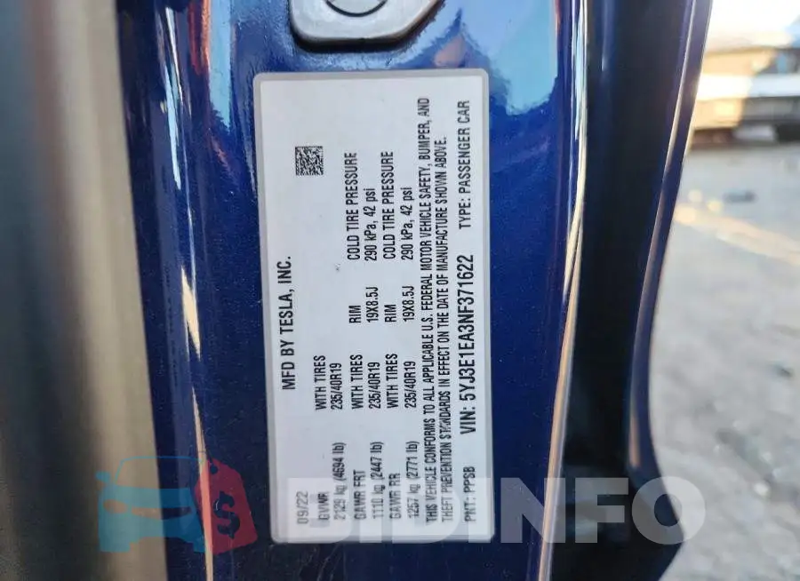5YJ3E1EA3NF371622 Photo# 12