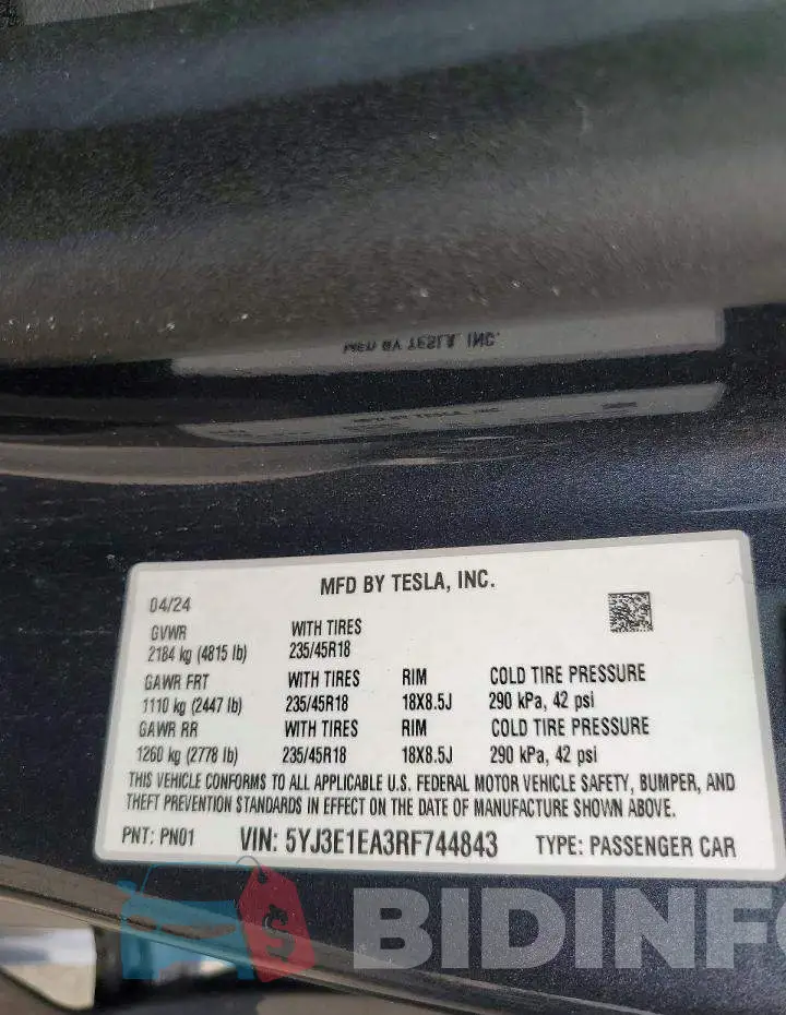 5YJ3E1EA3RF744843 Photo# 12